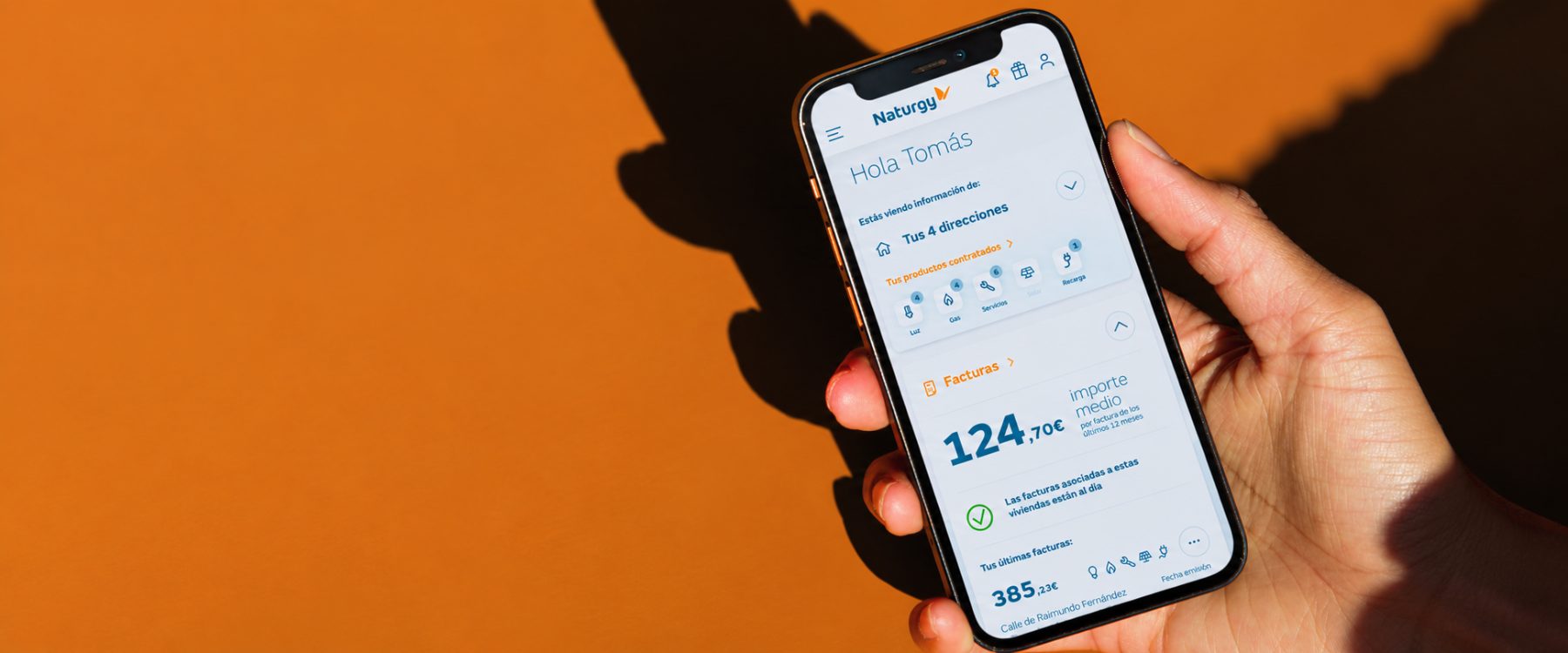 Naturgy app on a phone